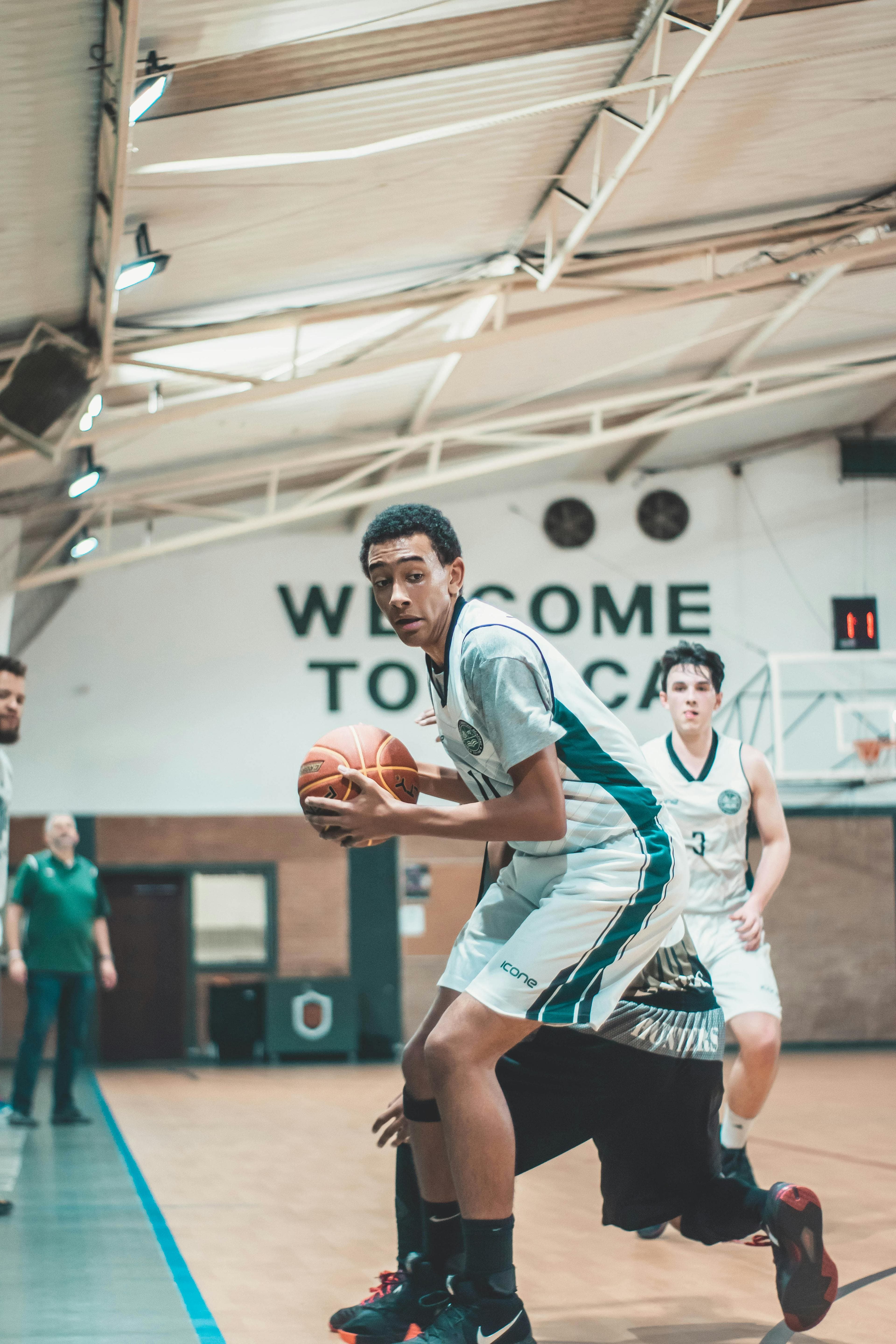 Young basketball player in action